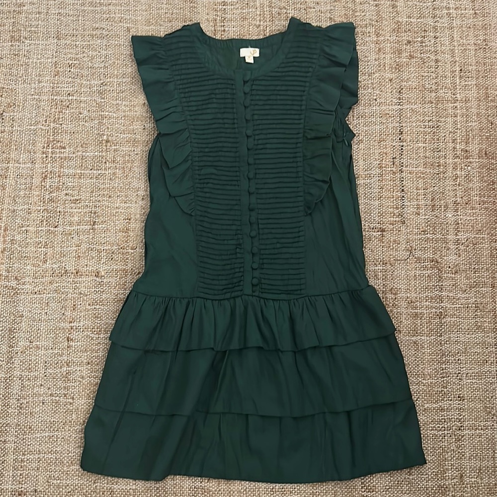 Ya Los Angeles Forest Green Ruffled Mini Dress